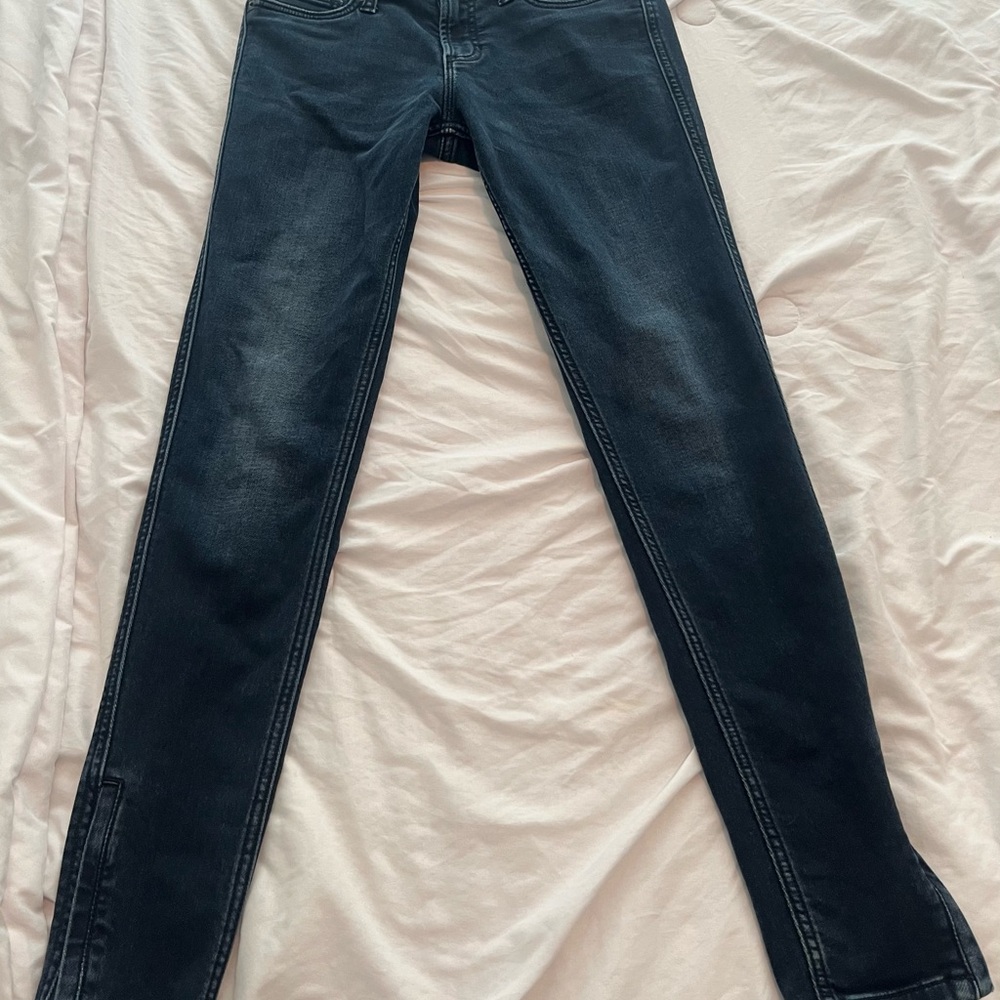 Banana Republic Women’s Dark Wash Jean Leggings 27/4 Skinny With Zipper Bottoms